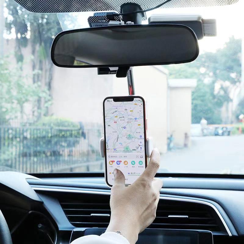 Soporte de teléfono para espejo retrovisor de coche de 360 grados para iPhone 12 GPS asiento Smartphone soporte de teléfono para coche soporte ajustable